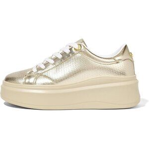 Lucky Step Women Gold Platform Faux Leather Low Top Casual Walking Sneakers